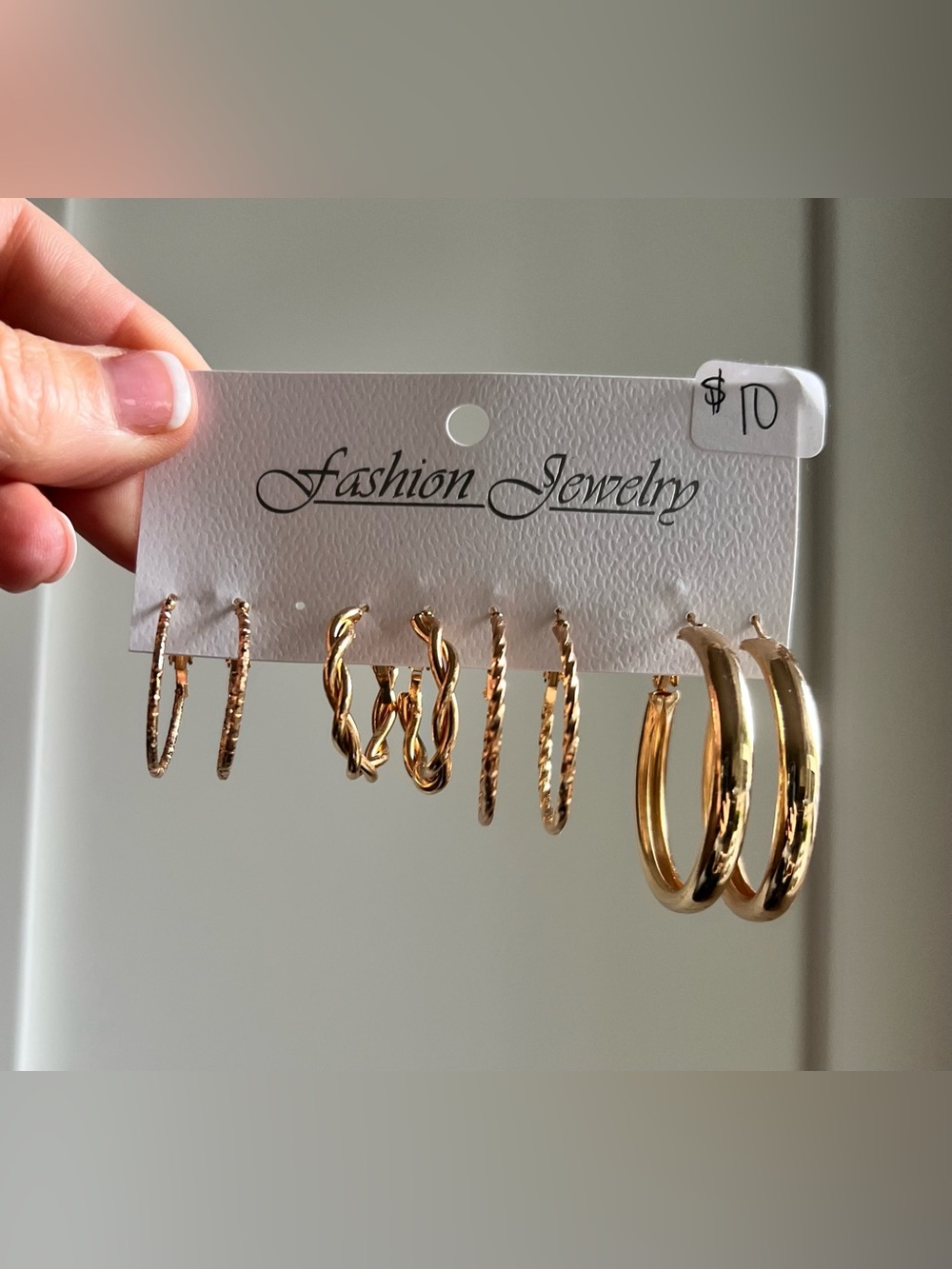Fashion Jewelry 4 pair Gold-Tone Mixed Hoop Earring Set
